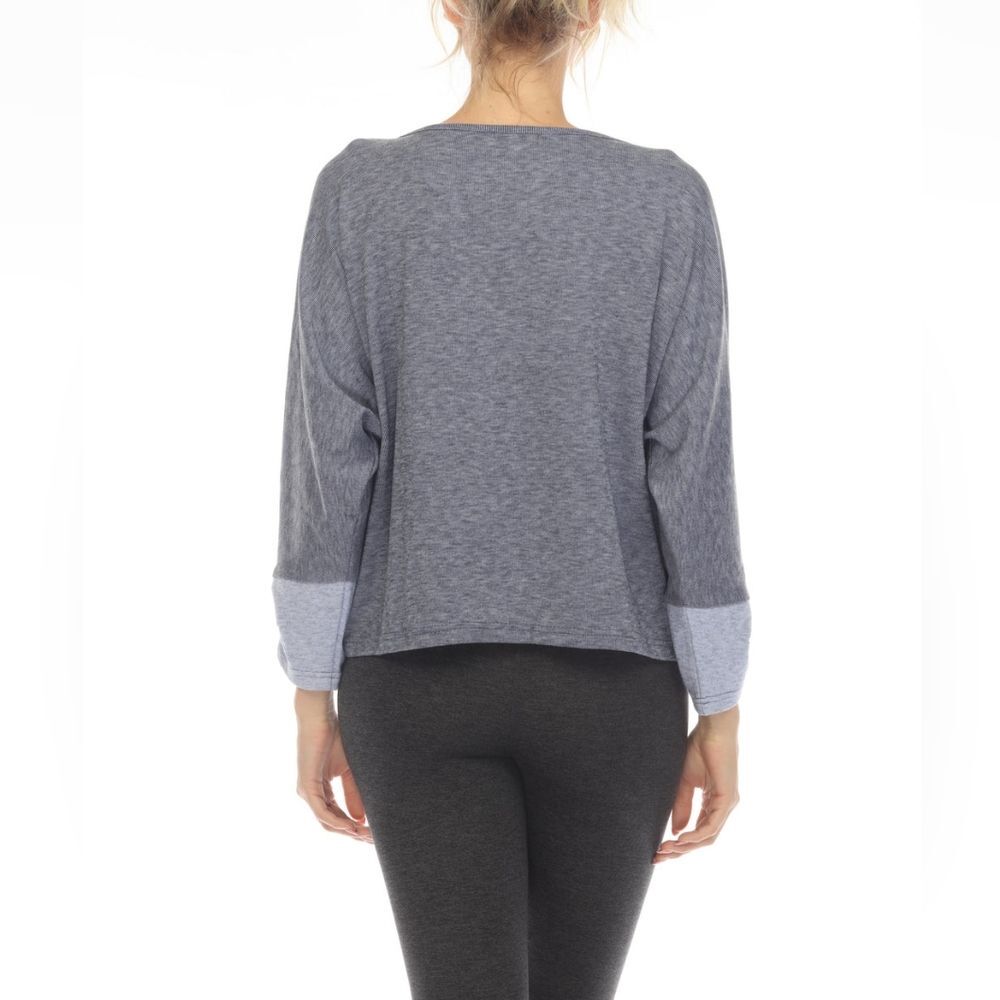 Johnny Was Blue Heathered Relaxed Crewneck Sweater - Picture 2 of 7